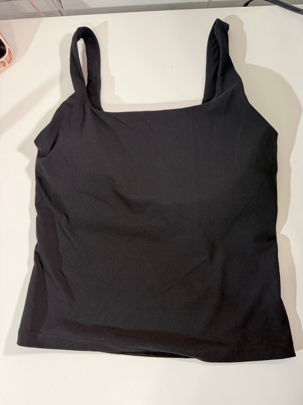 FLX Travel Leisure Women’s Small Black Ribbed Square Neck Tank Top Athleisure